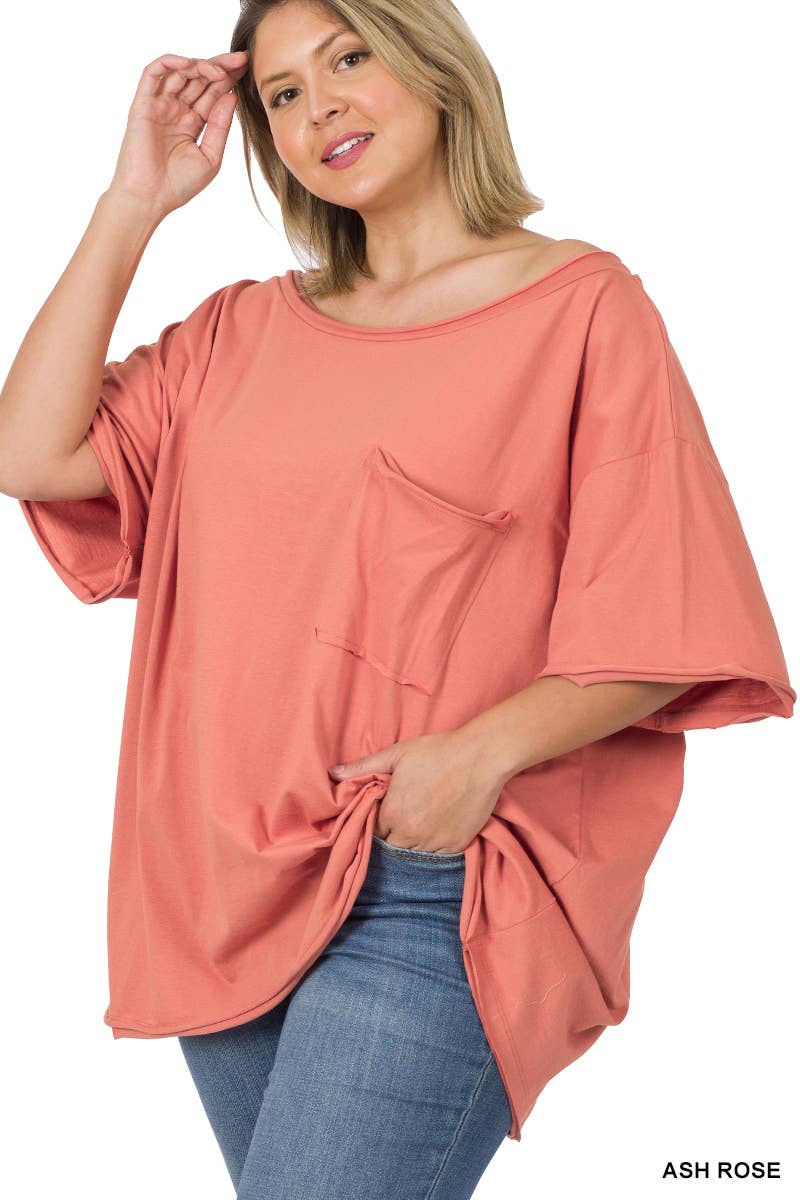 42POPS - Wholesale Tunic - Women's - Tri Blend Oversized Raw Edge Boyfriend Tee24