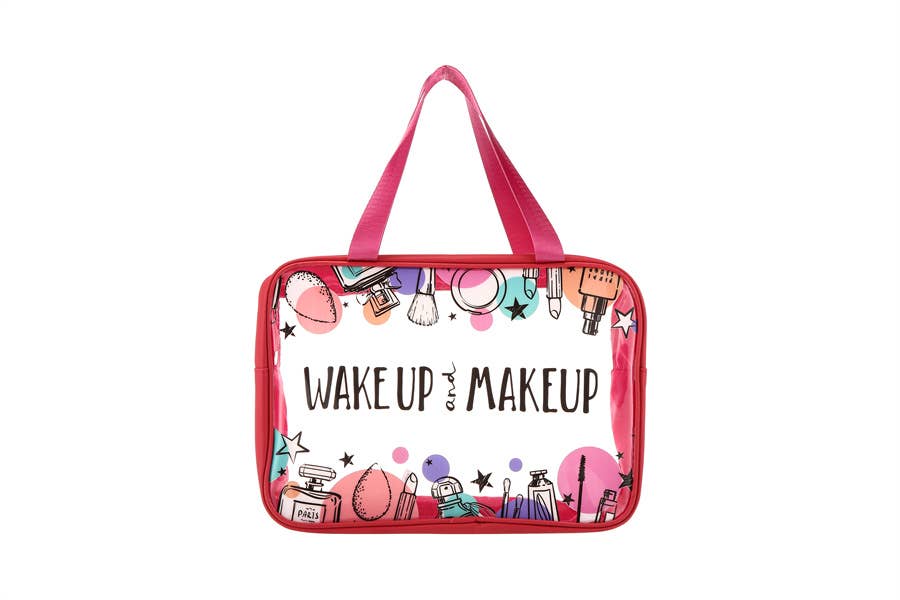 Nima Accessories Inc - Wholesale Makeup/Cosmetic Bag - Ladies Make Up Themed Printed Clear Hand Bag4