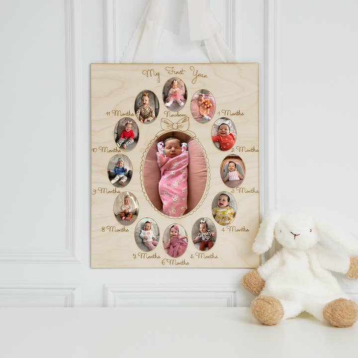 Woodpeckers Crafts - Wholesale Cutouts - "My First Year" Baby Milestone Picture Frame, Bow Style