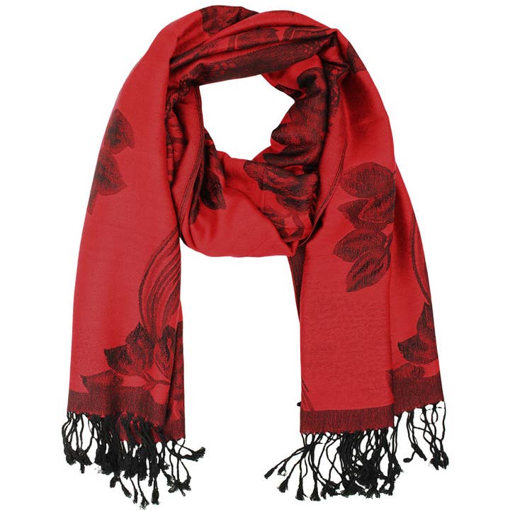 Sensibling Corp. - Wholesale Scarf – Women's - Rose Floral Pashmina Reversible Scarf Shawl32