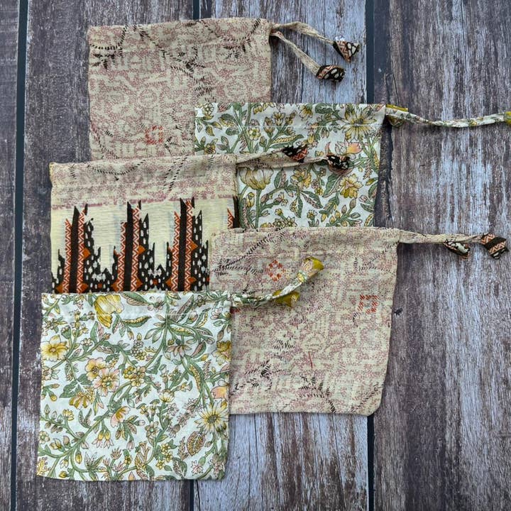 House of Kraft - Wholesale Gift Bag Set/Pack - Gift Pouches | Upcycled Silk Pouch | Pack Silk Gift Pouch5
