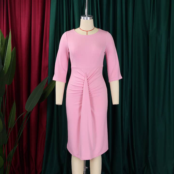 HIDDENBRAND - Wholesale Dress - Women's - Half Sleeves Midi Business Office Pencil Dress4