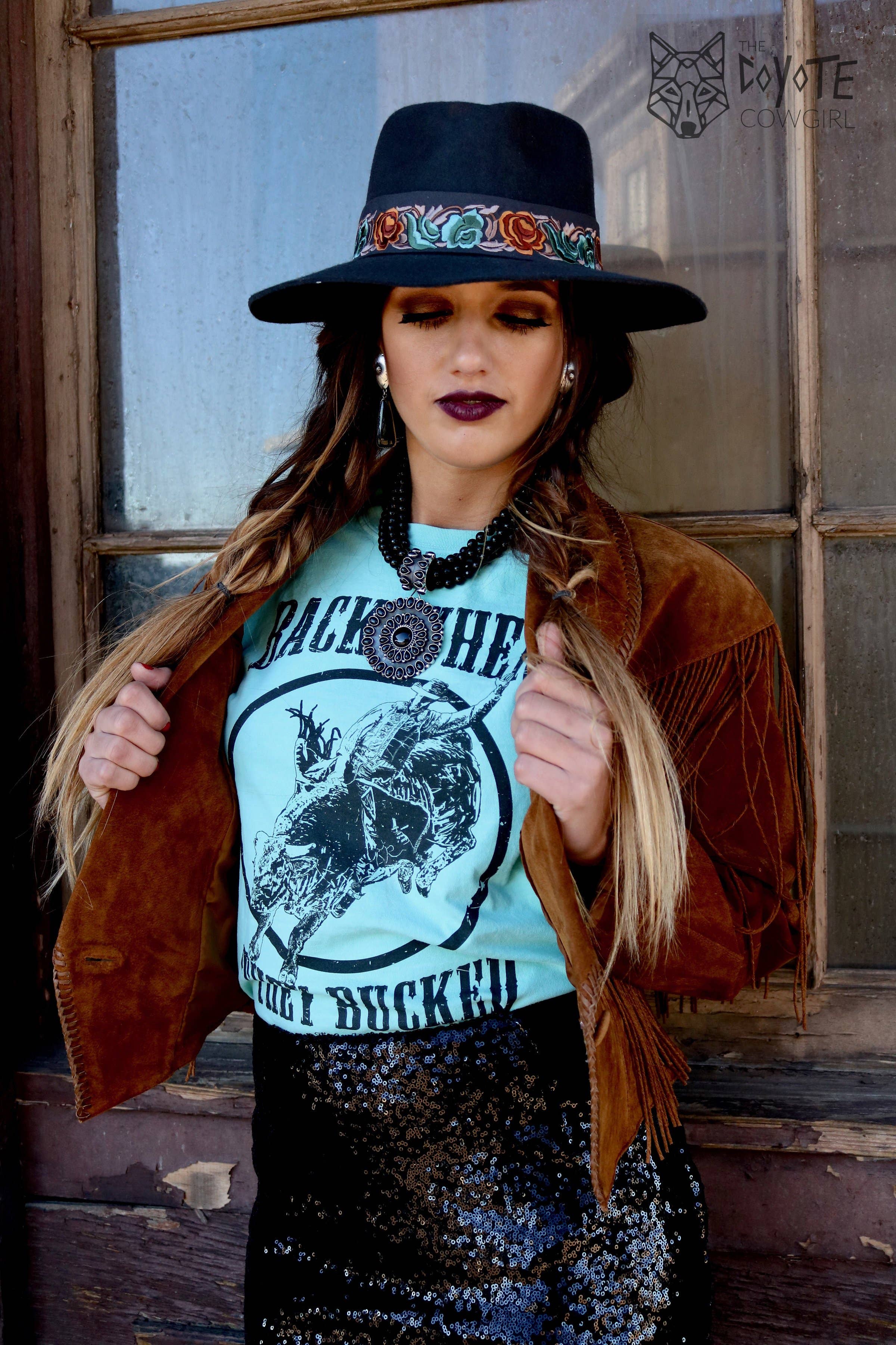 The Coyote Cowgirl - Wholesale Screen Printed T-Shirt - Women's - Back When They Bucked (Bulk)-016A