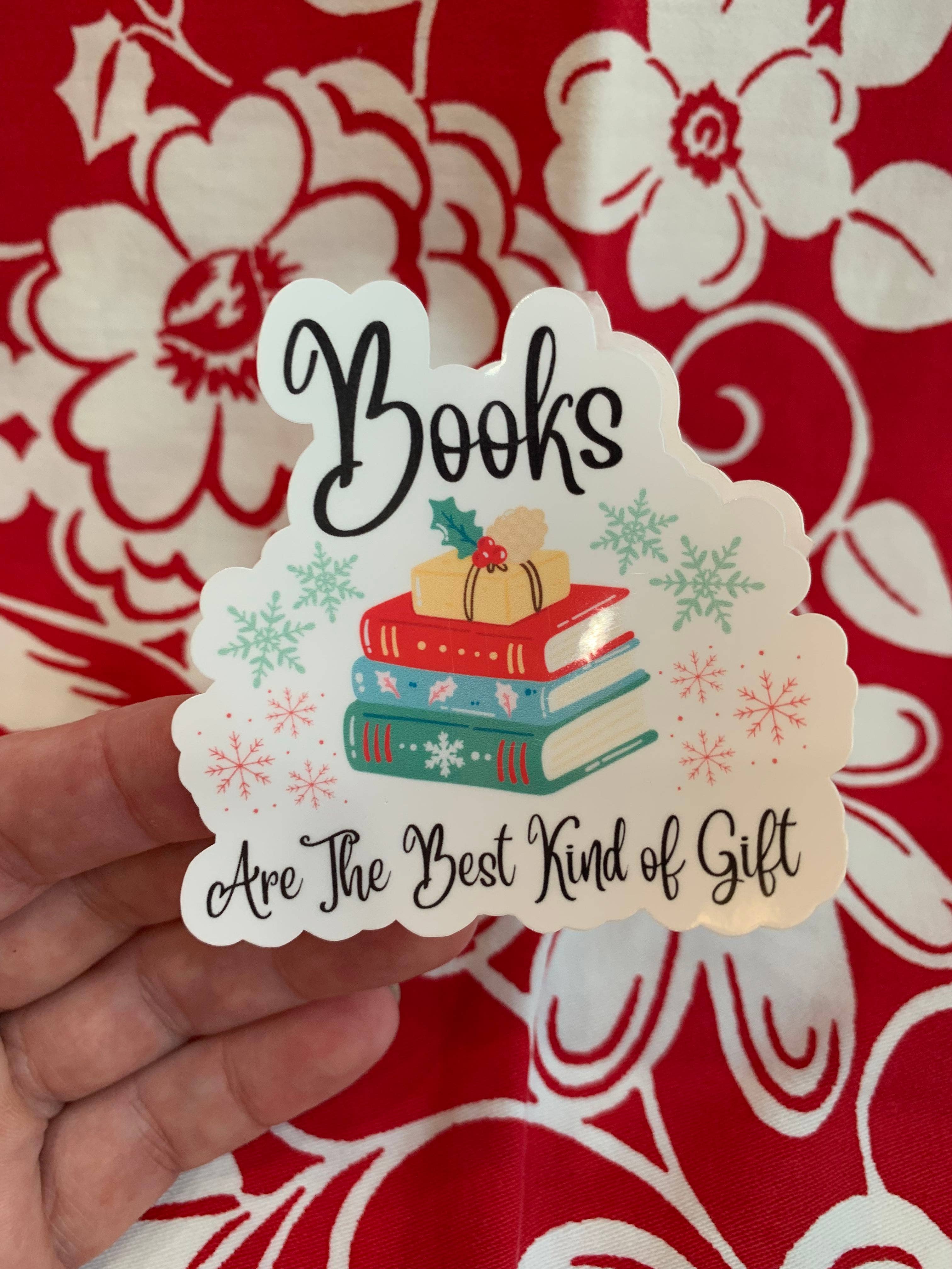 Angi Bock Robertson Art - Wholesale Sticker - Christmas Book Lover Reading Sticker 3" Vinyl