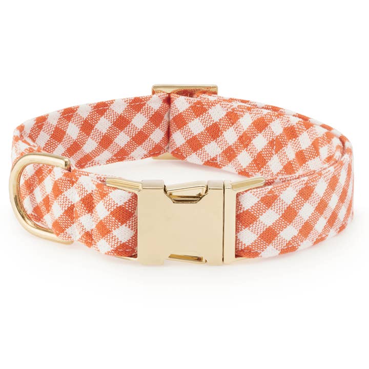 Cider Gingham Dog Collar for wholesale by The Foggy Dog