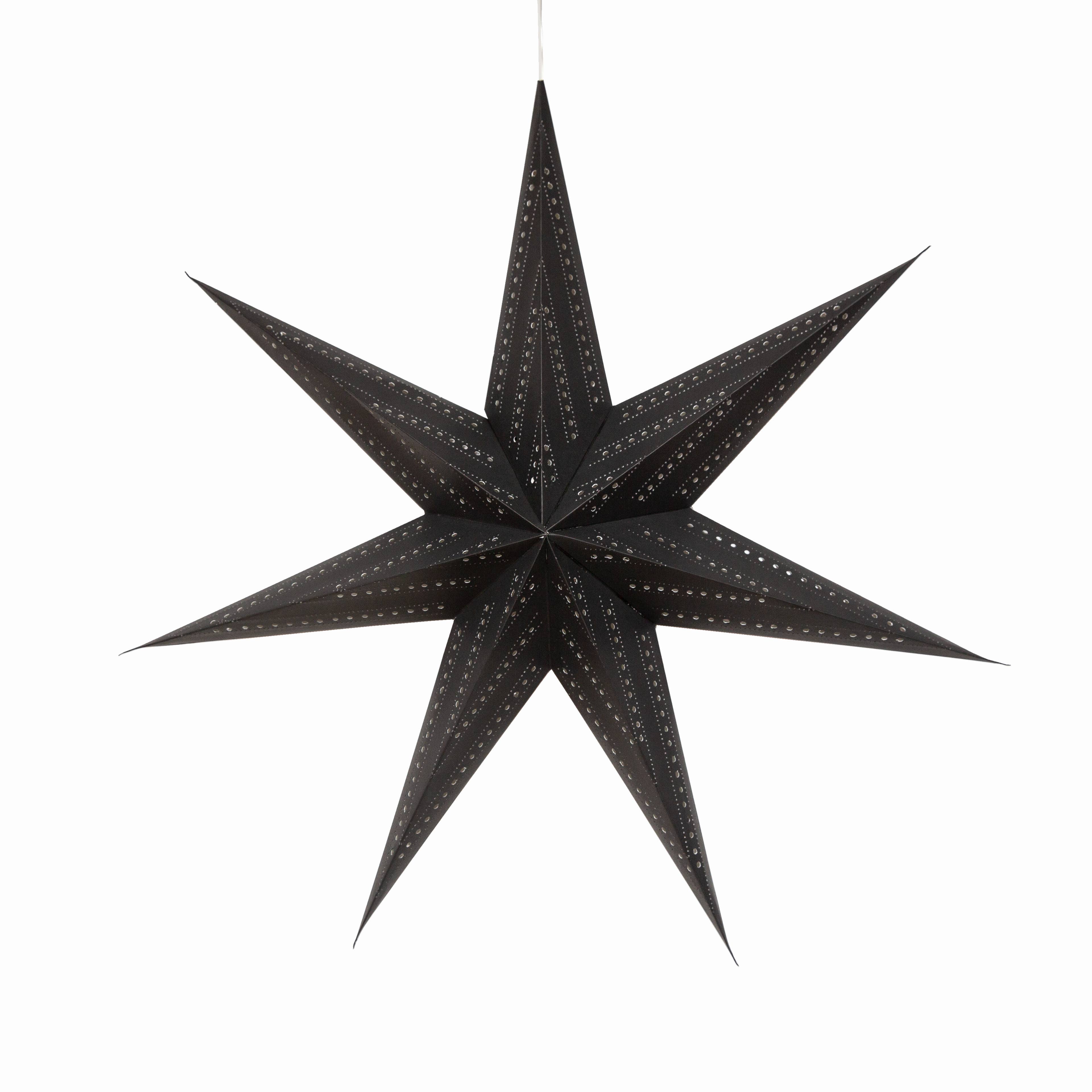 Artschatz LLC - Wholesale Paper Lantern/Lamp - Prima Dottie ~  7 P, 23", Black Paper Star Lantern Light7