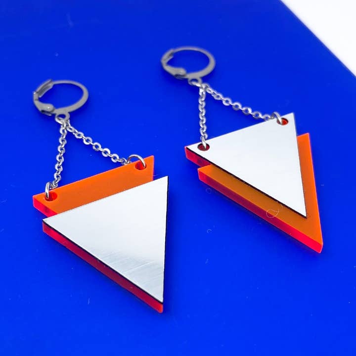 Inga Earrings Orange/Silver for wholesale by Alicia.C.Bijoux