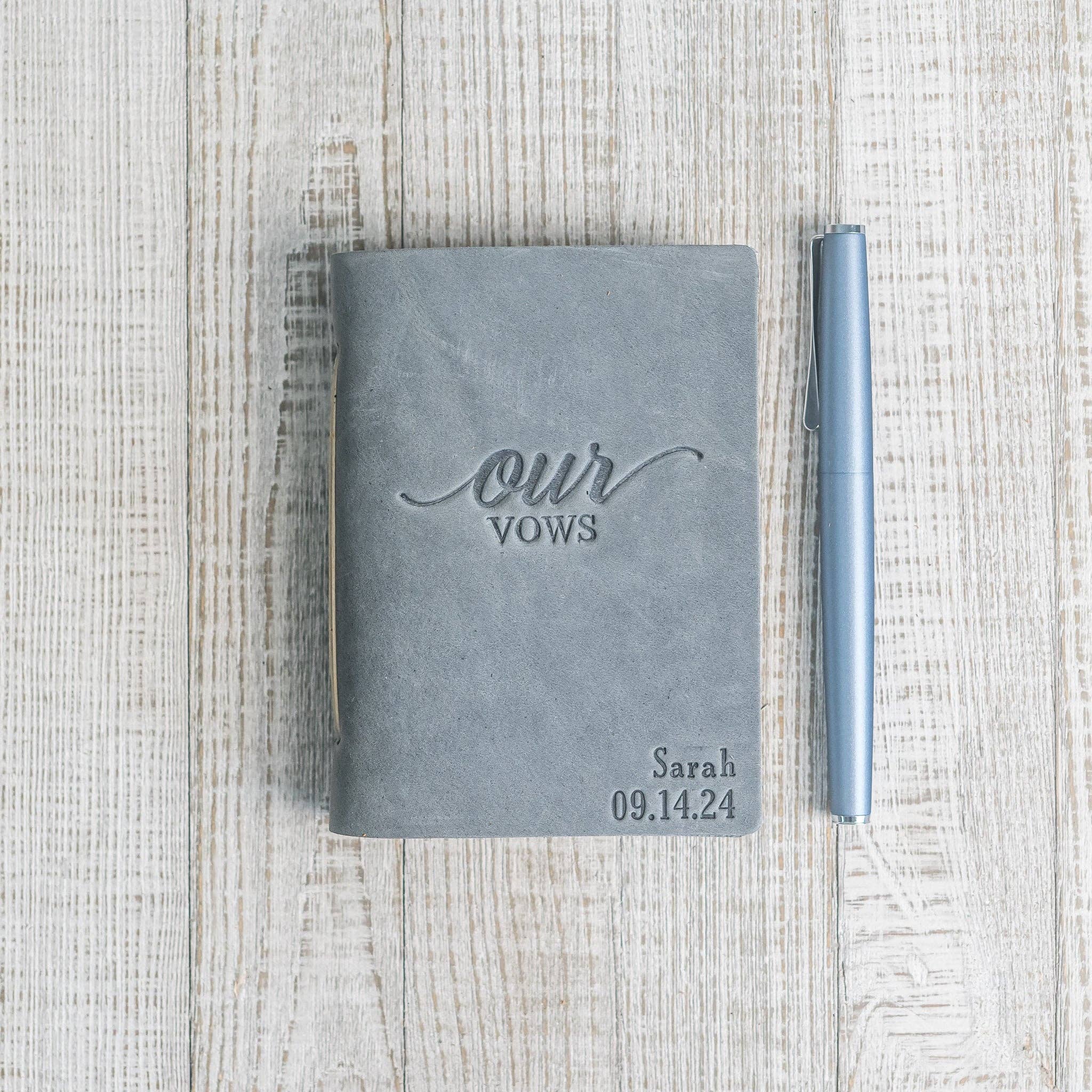 Ox & Pine - Wholesale Notebook - Our Vows Personalized Leather Wedding Vow Books with Name and/or Date10