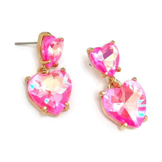 Brincos Coração Conta Vidro Duplo por atacado de StarryNYC