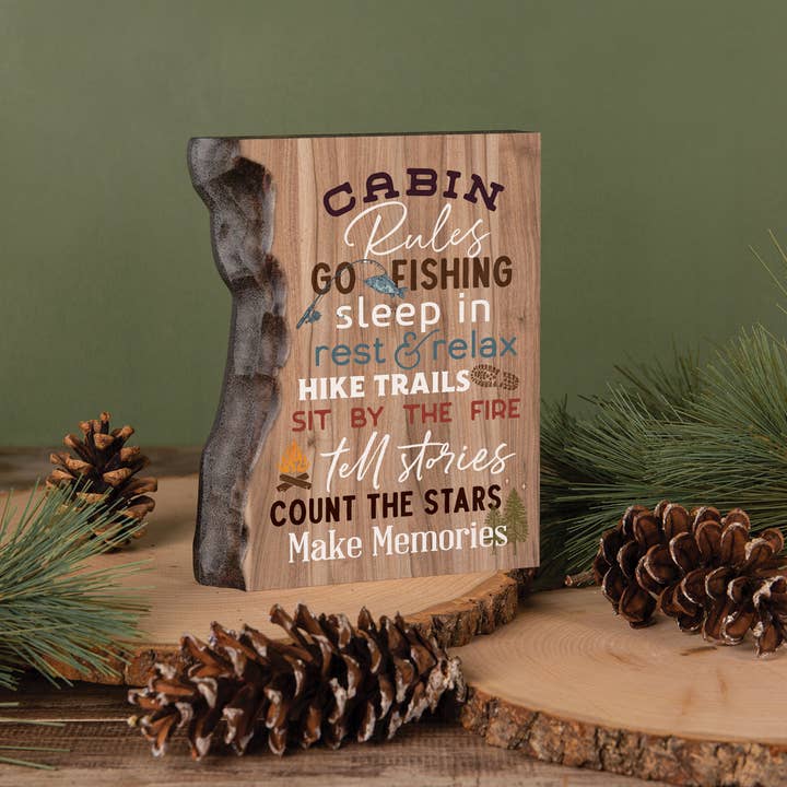 P. Graham Dunn - Wholesale Sign - Cabin Rules Go Fishing Sleep In Rest And Relax Barky Sign