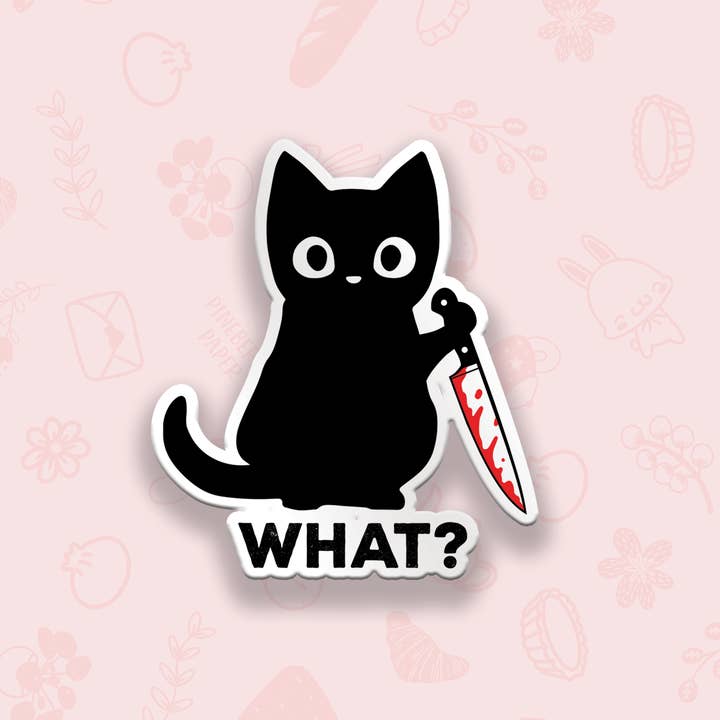 Murder Cat vinylsticker voor wholesale door Pineberry Paper