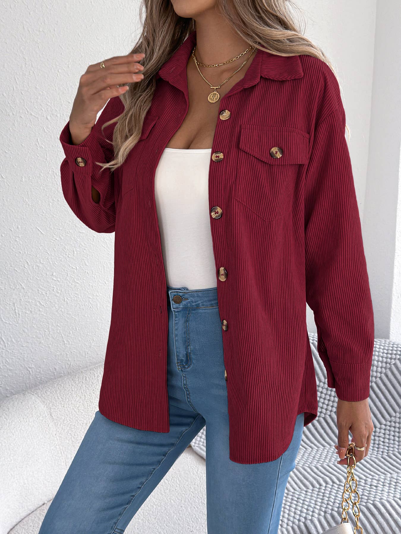Hope & Sunshine - Wholesale Shirt Jacket/Shacket - Women's - Corduroy Mid-Length Jacket20