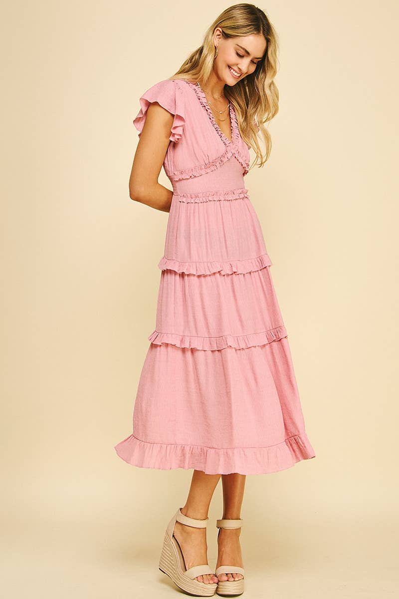 PINCH - Wholesale Dress - Women's - RUFFLED TEA LENGTH DRESS - 3597D14