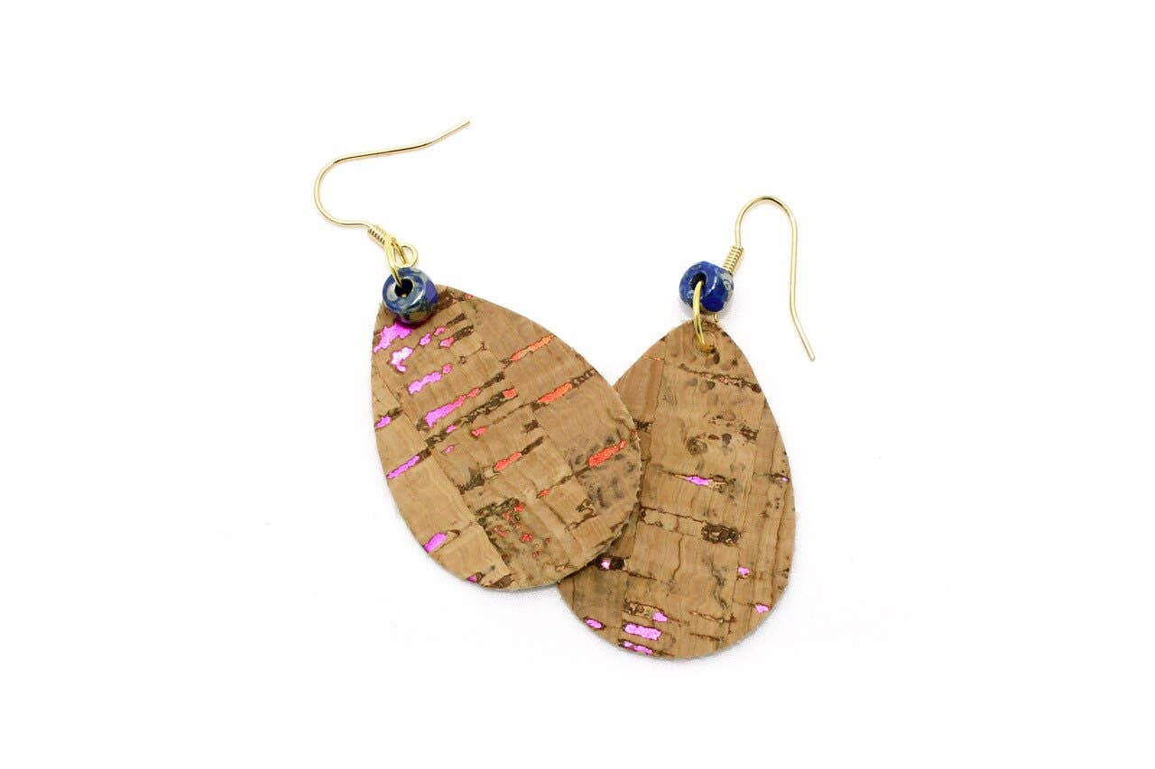 Spicer Bags - Wholesale Dangle Earrings - Teardrop Earring in Multi-Color Cork1
