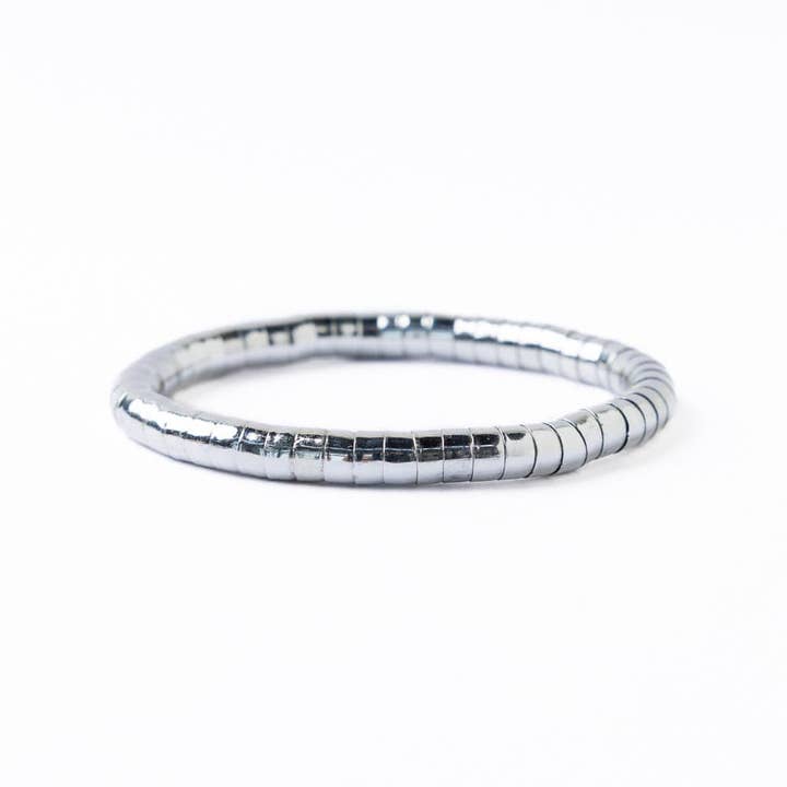 Lucille Round Bead Stretch Bracelet Silver Wholesale for wholesale by INK + ALLOY