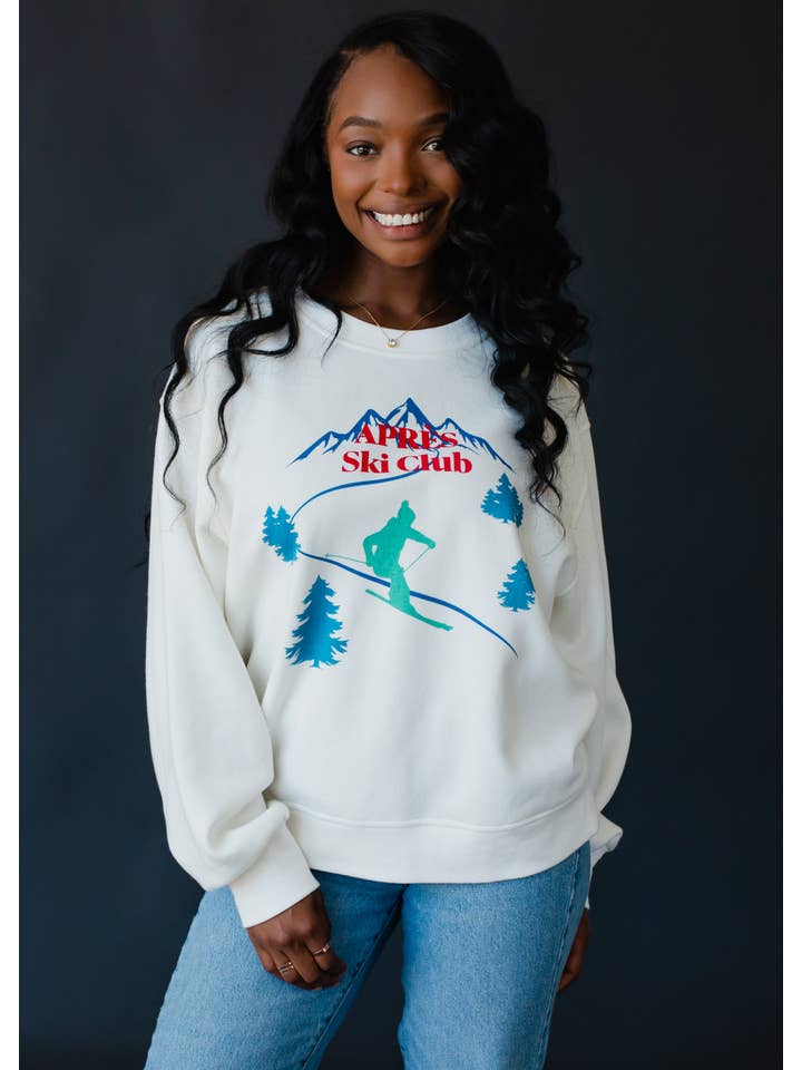 Panache Apparel Co. - Wholesale Sweatshirt - Women's - White Apres Ski Club Sweatshirt
