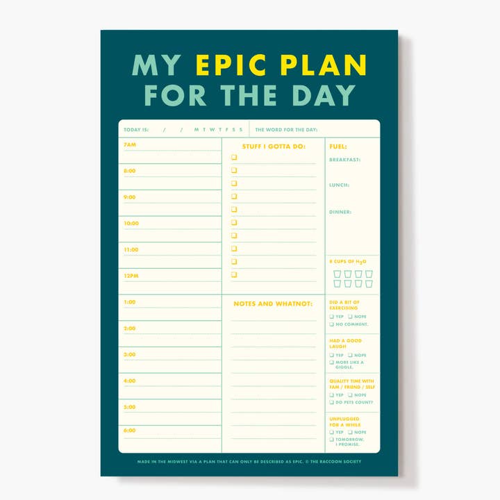 My Epic Plan - Daily Planner Pad for wholesale by The Raccoon Society