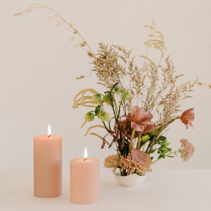Mo&Co Home - Wholesale Pillar Candle - Rose Pink | 100% Beeswax Pillar Candle | All Natural, Handmade