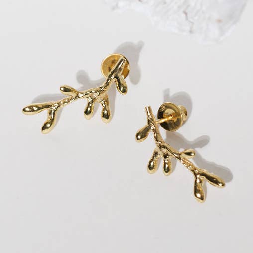 Brincos coral médio dourado por atacado de BOO jewellery