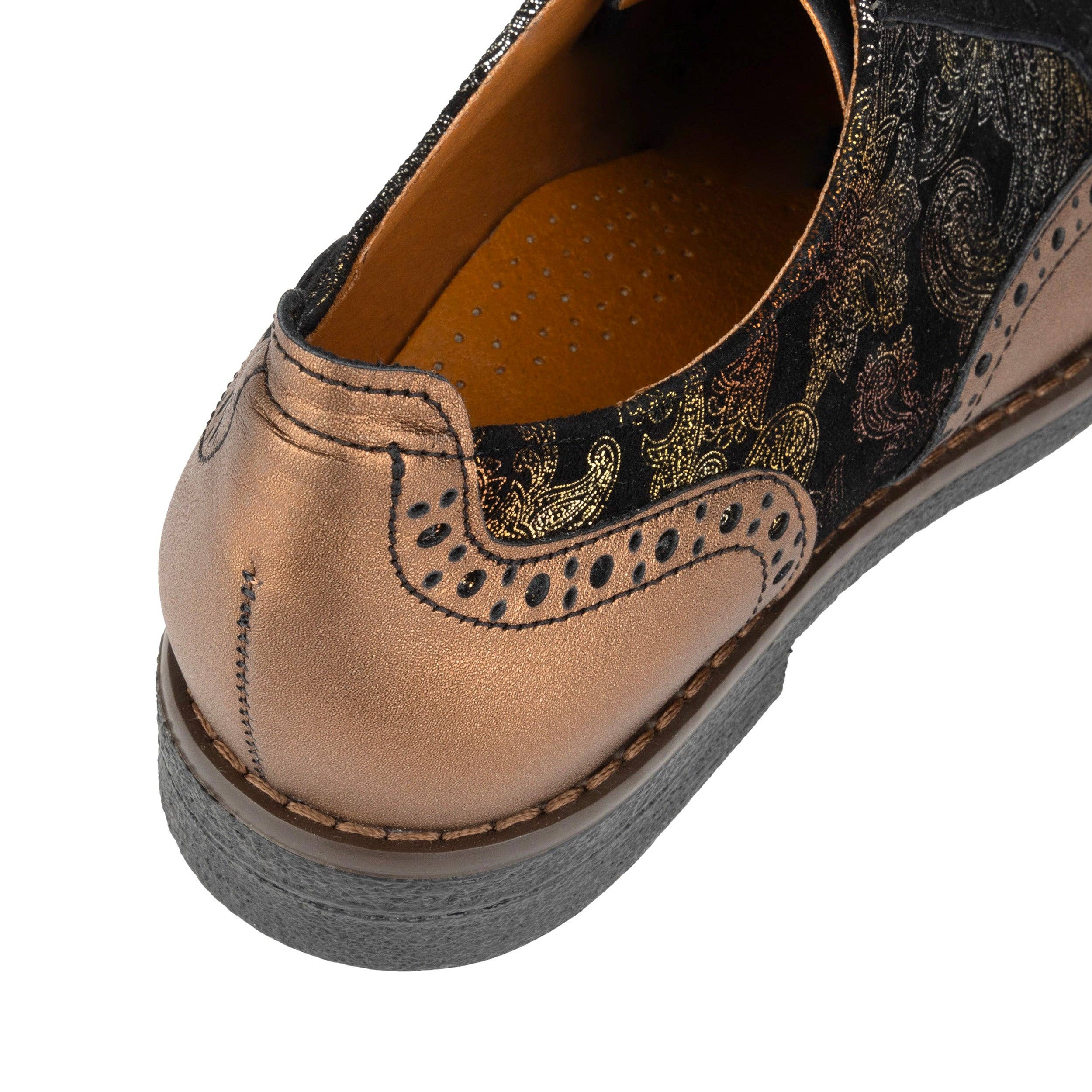 Embassy London – wholesale Brogue shoes – Women's – The Artist - Bronze & Floral - Women's leather lace-up shoe with brogue detailing7