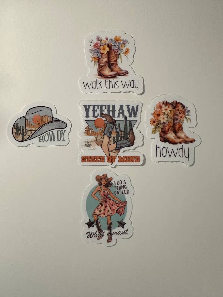 Cowgirl-klistermærker for engroshandel hos Stickin with Coconut