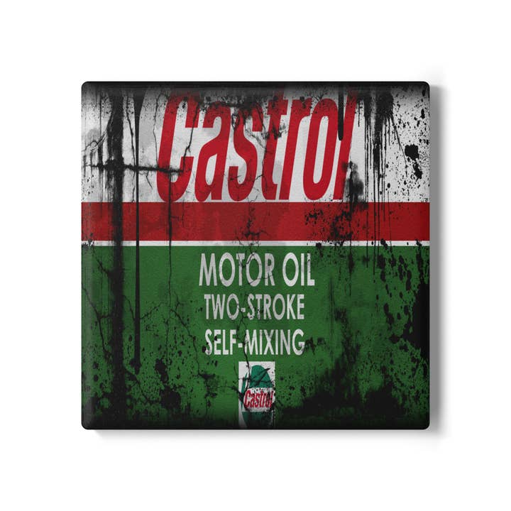 Castrol Oil Can Ceramic Coaster - Non-Slip Backing for wholesale by Miss Crabtree