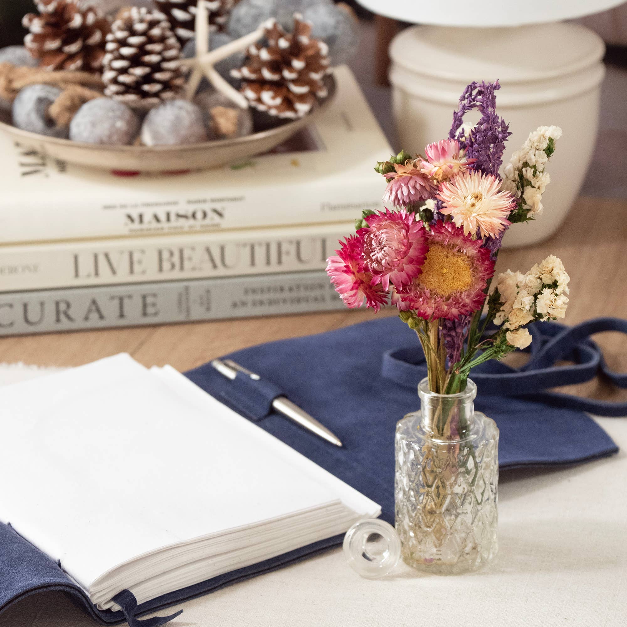 Andaluca - Wholesale Dried/Pressed Flowers - MINI Strawflower & Larkspur Bouquet Bundle #2192