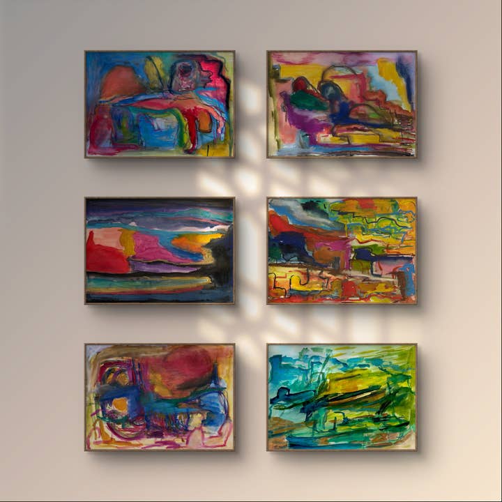 Original Abstract Watercolor & Oil Pastel Paintings for wholesale by Agunamaise Remi