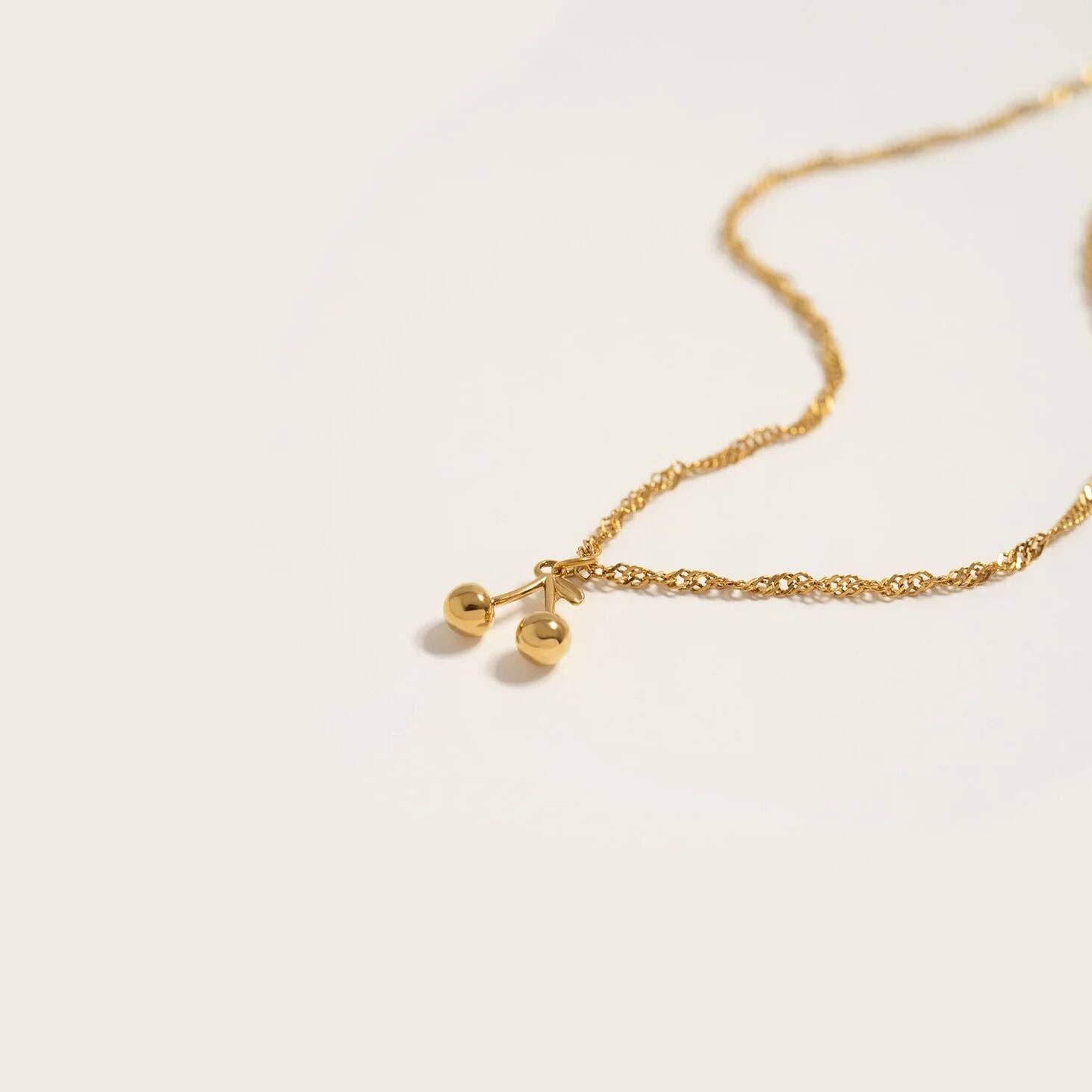 WJW - Wholesale Individual Charm/Pendant - 18K Gold PVD Stainless Steel Cherry Charm5