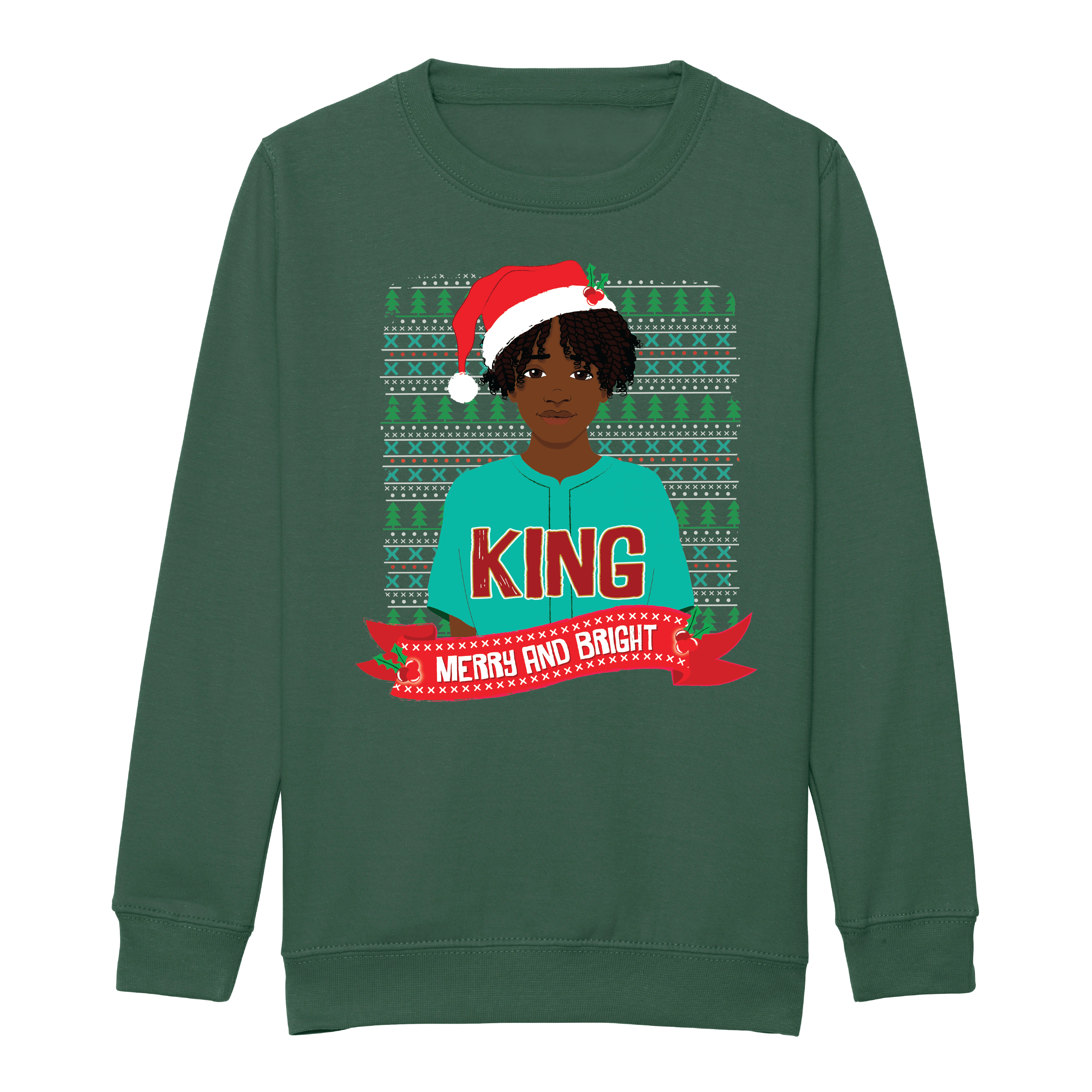 Fefus Designs - Wholesale Sweatshirt - Kids - Brown Boy Christmas Sweatshirt – Holiday Jumper | Fefus Designs1