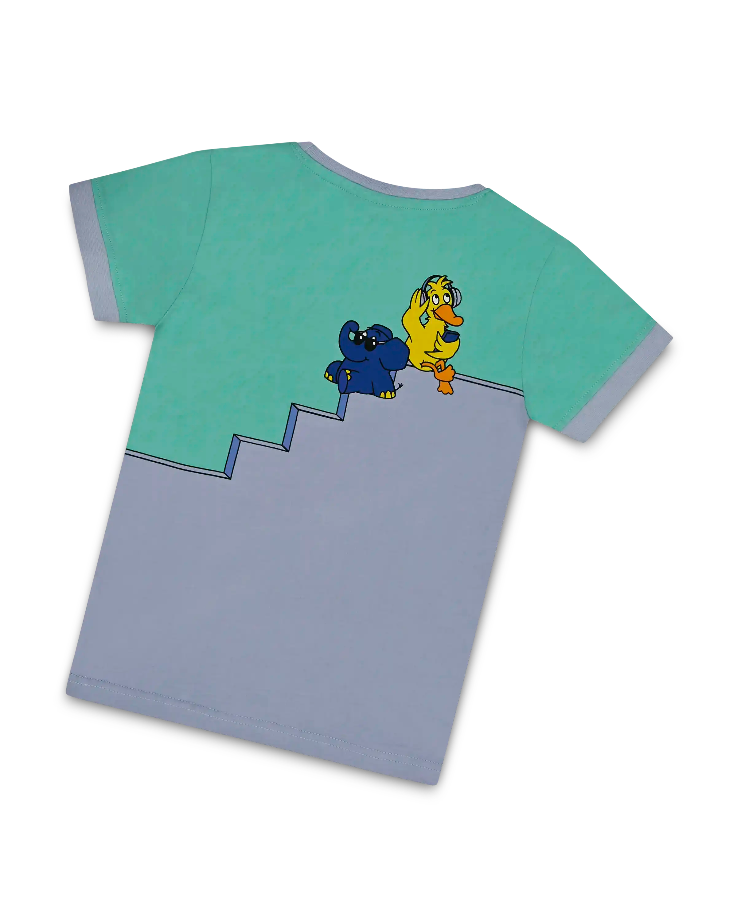 koaa - Wholesale Screen Printed T-Shirt - Kids - koaa – Mouse, Elephant & Duck "Boombox" – T-Shirt green/purple1