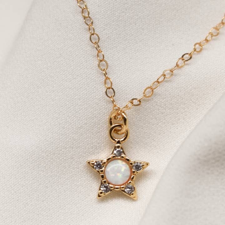 Nora Opal Star Necklace for wholesale by Dainty Wishes Jewelry