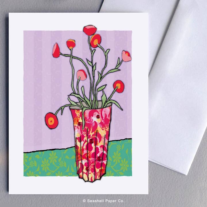 Vase vierge avec carte de fleurs pour la vente par Seashell Paper Co.