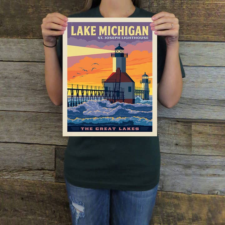 Great Lakes: Lake Michigan (American Travel) Art Print for wholesale by Anderson Design Group