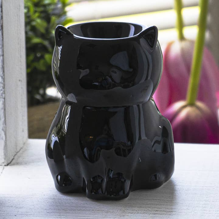 Shiny Black Cat Oil Burner for wholesale by Pacific Trading