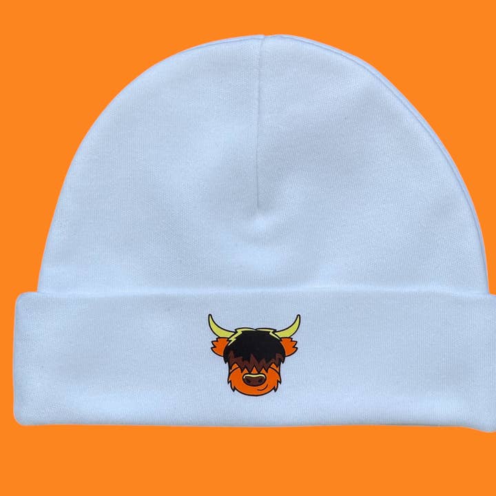 Hooglanderkalf Babymuts 0-3 Maanden voor wholesale door Brave Scottish Gifts