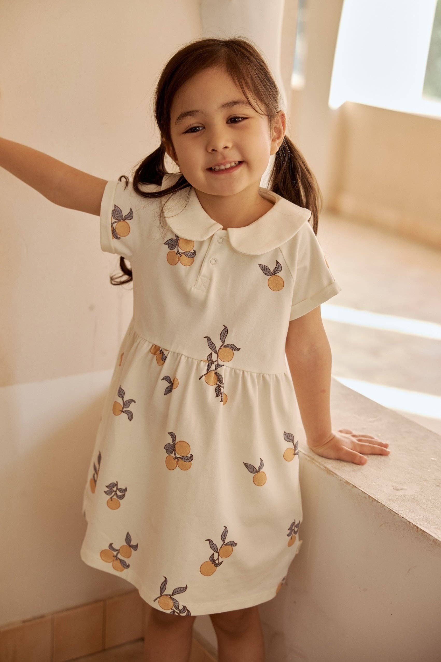 Norsu Organic - Wholesale Dress - Kids - Organic Cotton Collar Dress-Clementine2