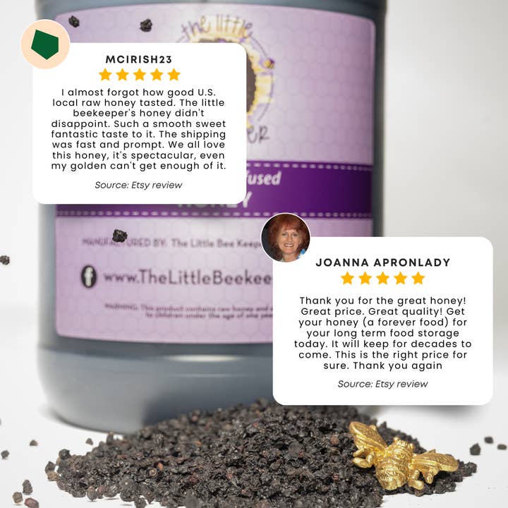 The Little BeeKeeper LLC - Wholesale Honey - 5 gallons - Elderberry Infused Honey3