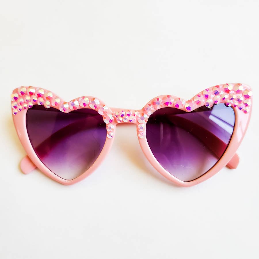 Studded Pink Heart Cat Eye Sunglasses
