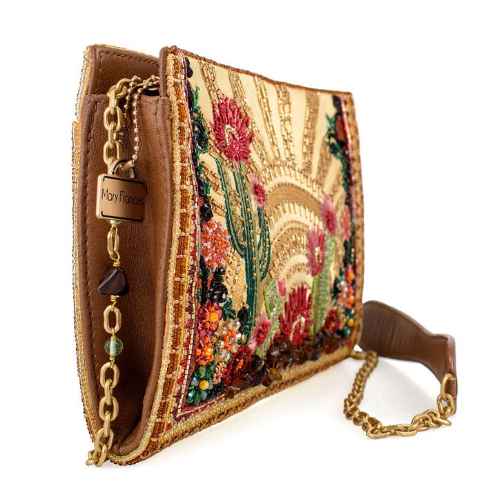 Mary Frances Accessories - Wholesale Crossbody Bag - Women's - Desert Sunrise Beaded Cactus and Floral Crossbody Handbag
