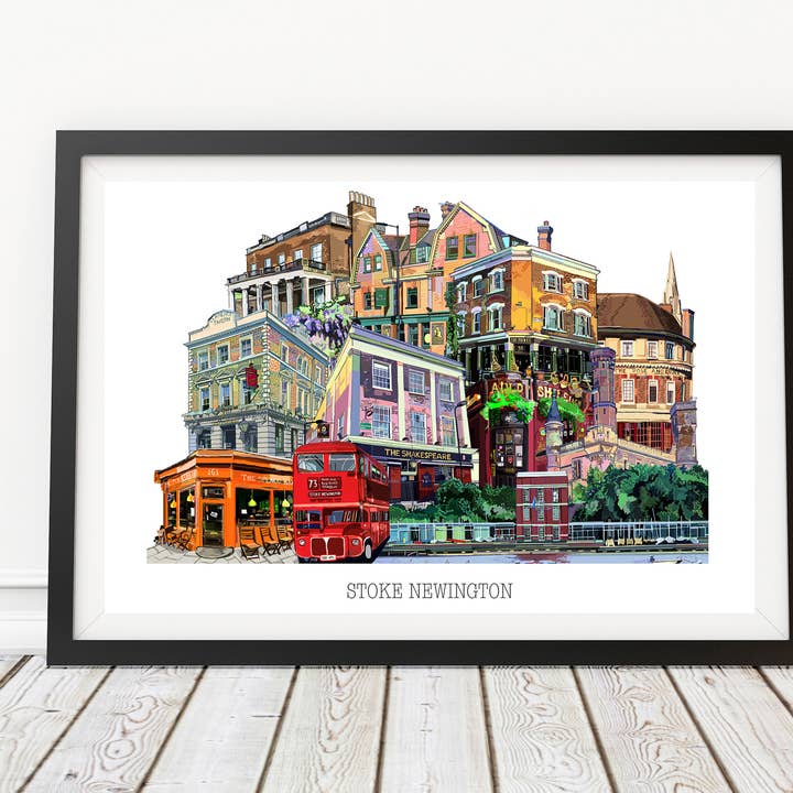 Stoke Newington Collage Illustration Art Print for wholesale by Tomartacus