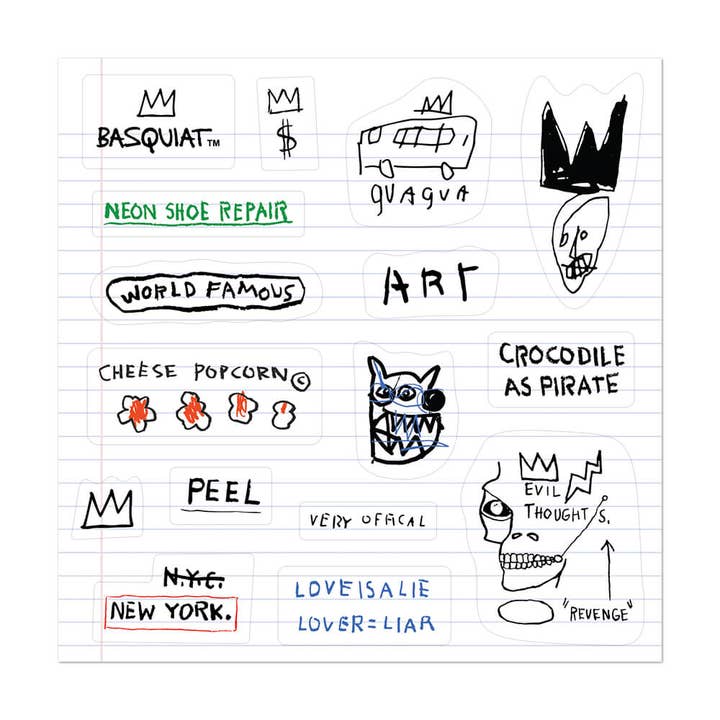 Basquiat's Notebooks - Sheet of 16 Kiss-Cut Stickers for wholesale by Apply Stickers