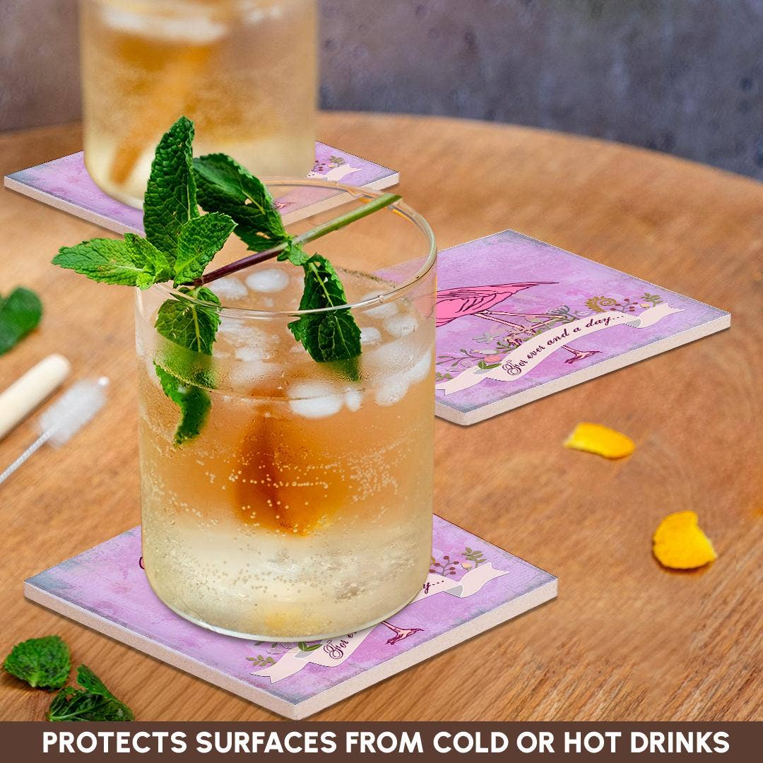 3dRose - Wholesale Coasters - 3dRose, Flamingo Valentines Day Illustration, Coaster2