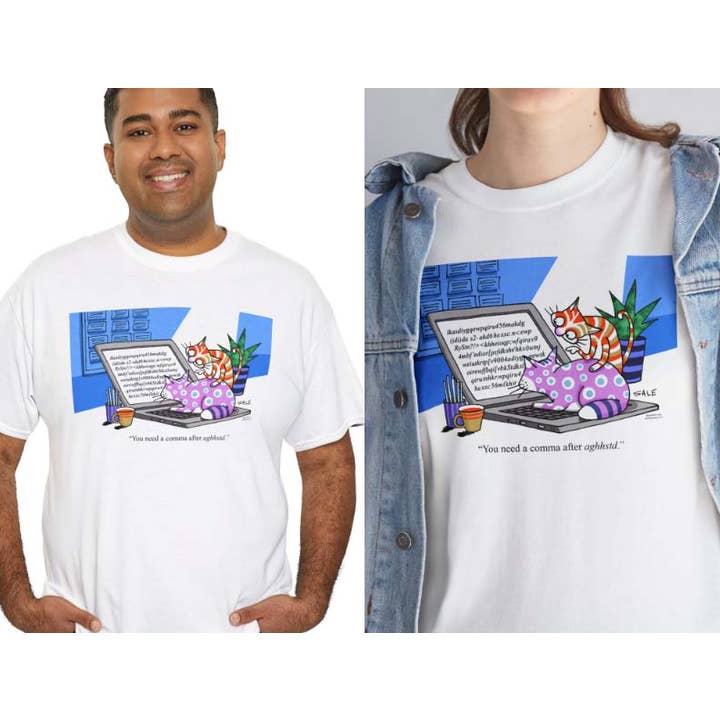 Computer Cat - T-Shirt (Classic or Women's Fitted) for wholesale by Graham Sale