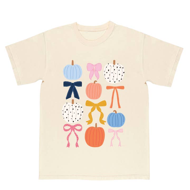 Callie Danielle - Wholesale T-shirt met print - Dames - Herfst Pompoenen & Coquette Strikken T-shirt - Ivoor2