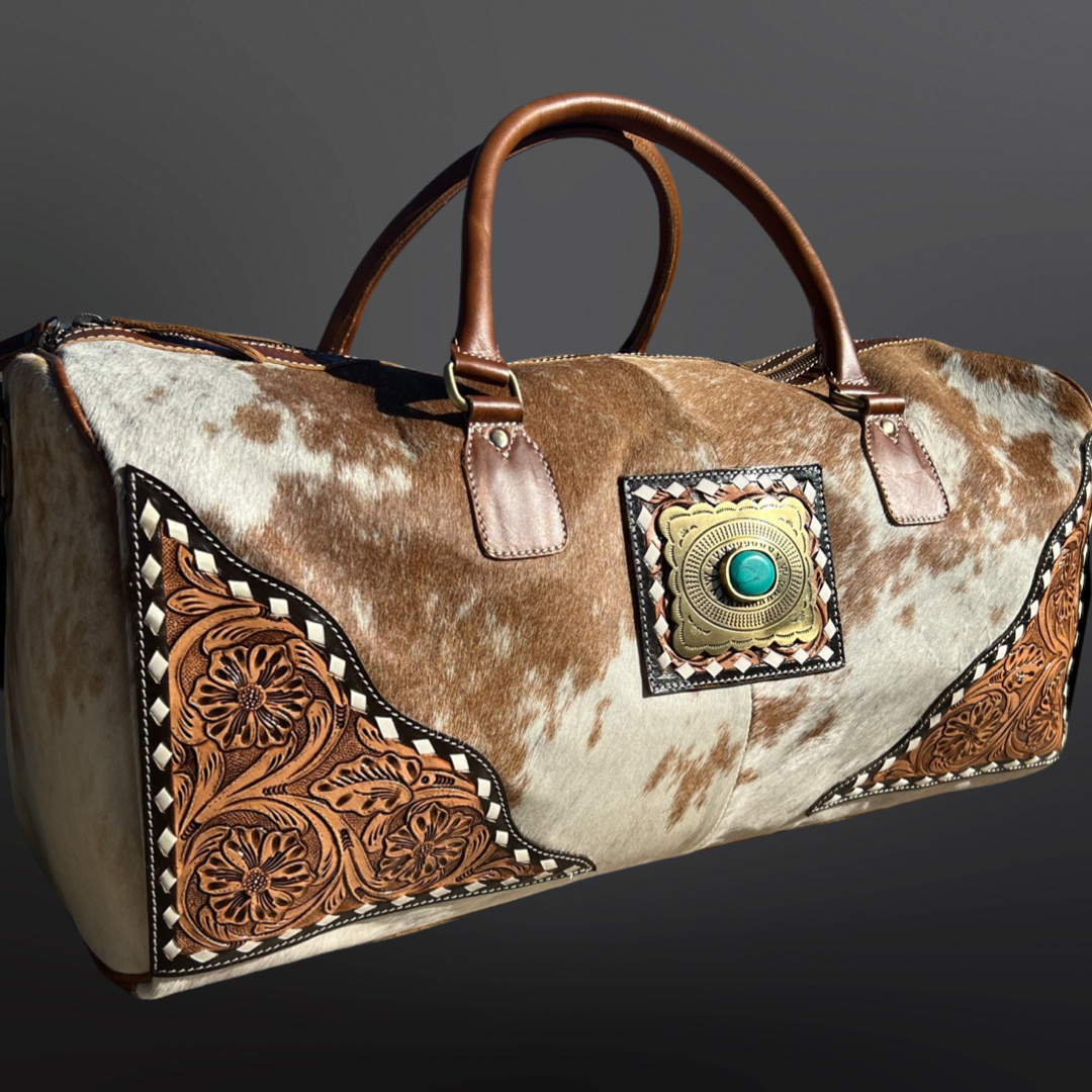 Westrian International - Wholesale Weekender Bag - Women's - Western Cowhide Tooled Leather Duffel Travel Bag NO FRINGE2