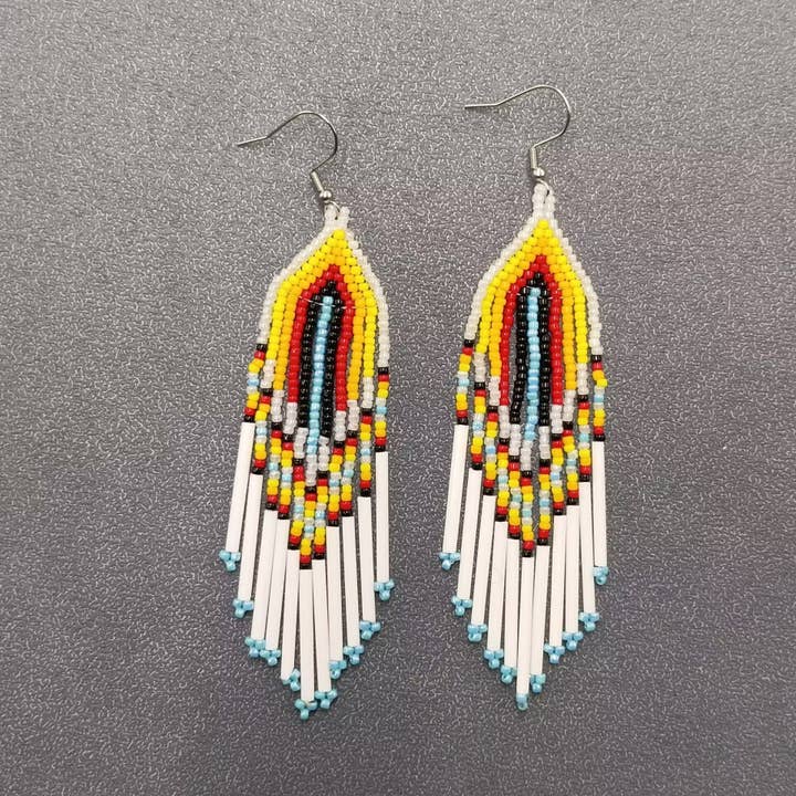 Vintage Bohemian Seed Beads Tassel Dangle Earrings - BJ/SB for wholesale by Mio Queena