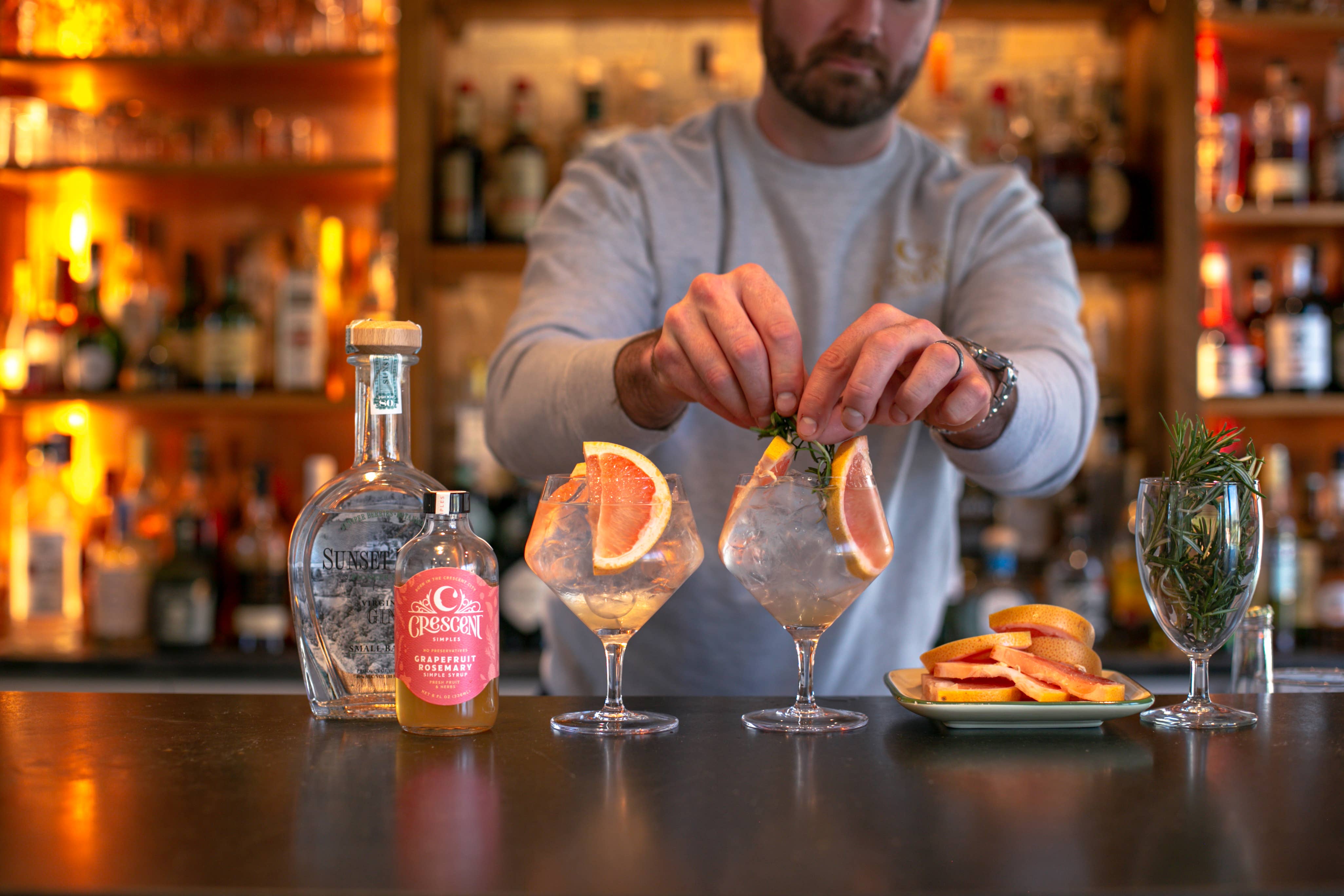 Crescent Simples - Wholesale Cocktail Mix/Syrup - Grapefruit Rosemary Simple Syrup4