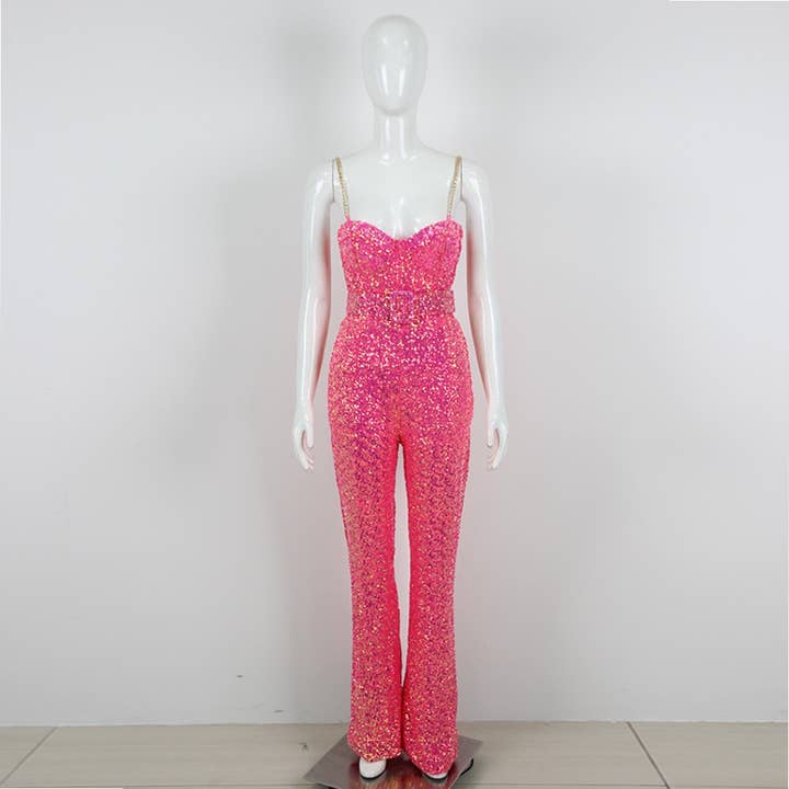 Gold JP012 Eleganter Overall mit Pailletten - Sommer-Chic für den Großhandel auf Faire