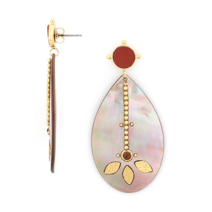 Louison Post Earrings With XL Brown Lip Drop for wholesale by ELKA LONDON